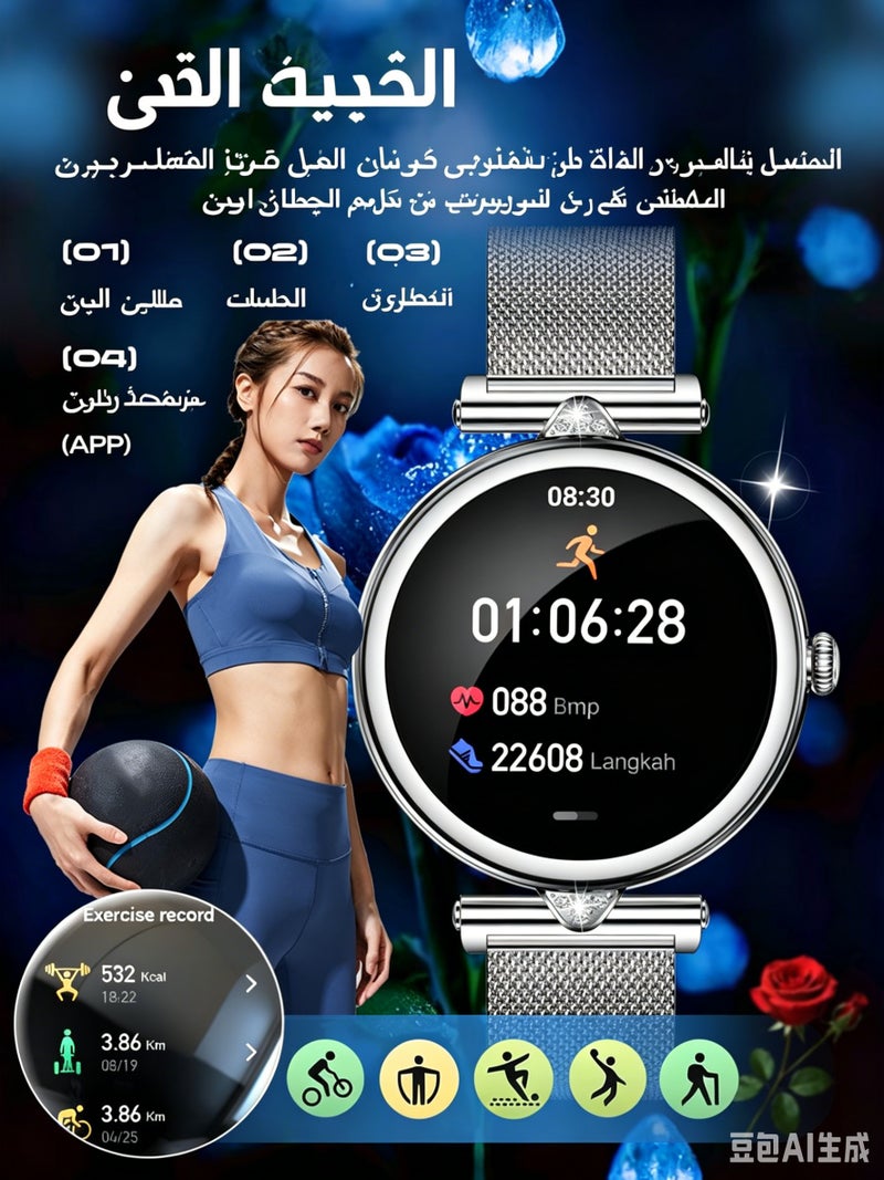 SACOSDING Smart Watch for Women,1.28" AMOLED Touch screen Fitness Tracker, Make/Answer Calls, Heart Rate SpO2 Monitor, IP68 Waterproof, Sleep & Activity Tracking Smartwatch for Android Phones iPhone - Image 5