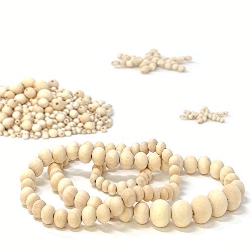 embellish 1000pcs Natural Wooden Beads, Round Wood Beads Unfinished Wooden Decorative Beads Loose Spacer Beads for Crafts Making 7 Sizes (20mm, 16mm, 14mm, 12mm,10mm, 8mm, 6mm) - Image 5