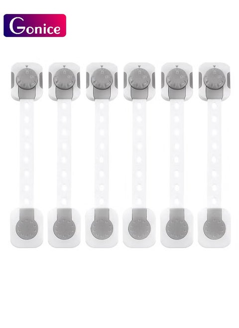 Baby Safety Lock，Child Safety Locks，Multi-Functional Adjustable Double Button Baby Anti-Clip Latch System For Cabinets, Drawers, Fridge，6 pcs