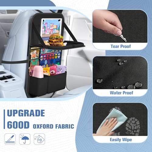 Oneyus Car Backseat Organizer with table Tray, 9 Storage Pockets Backseat Car Organizer with Tablet Holder, Back seat Organizer for Kids Road Trip Essentials Travel (1Pack) - Image 5