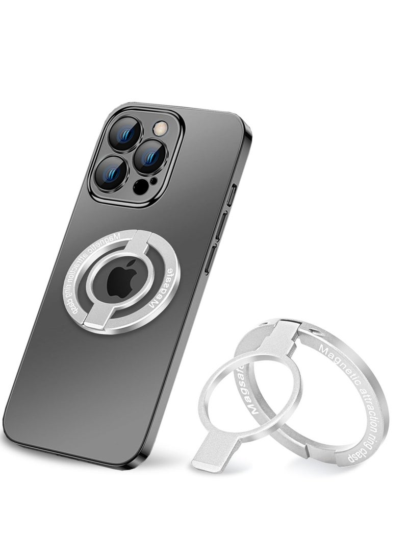 Excefore Magnetic Phone Ring Holder, Adjustable Zinc Alloy Phone Ring Holder, for Magsafe Phone Ring Stand Holder, Compatible with iPhone Series and Phones with Magnetic Suction Case (Silvery) - Image 1