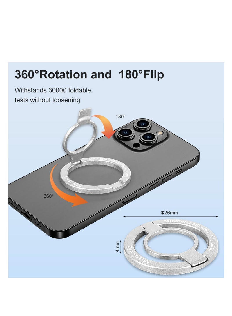 Excefore Magnetic Phone Ring Holder, Adjustable Zinc Alloy Phone Ring Holder, for Magsafe Phone Ring Stand Holder, Compatible with iPhone Series and Phones with Magnetic Suction Case (Silvery) - Image 4