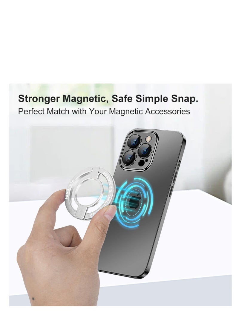 Excefore Magnetic Phone Ring Holder, Adjustable Zinc Alloy Phone Ring Holder, for Magsafe Phone Ring Stand Holder, Compatible with iPhone Series and Phones with Magnetic Suction Case (Silvery) - Image 2