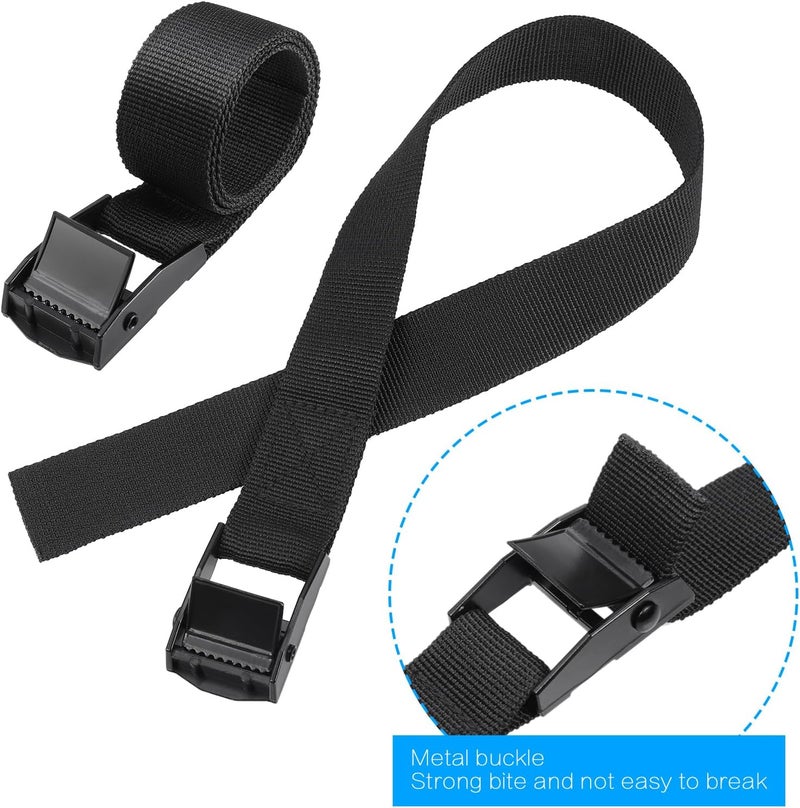 Hejo هيجو مجموعة من 6 أحزمة ربط قصيرة، 40 سم أحزمة ربط قابلة للتعديل مع قفل مشبك، أحزمة تركيب مقاومة للصدأ، أحزمة تثبيت للدراجات والدراجات النارية وطرود الأمتعة والتخييم (أسود) - Image 4