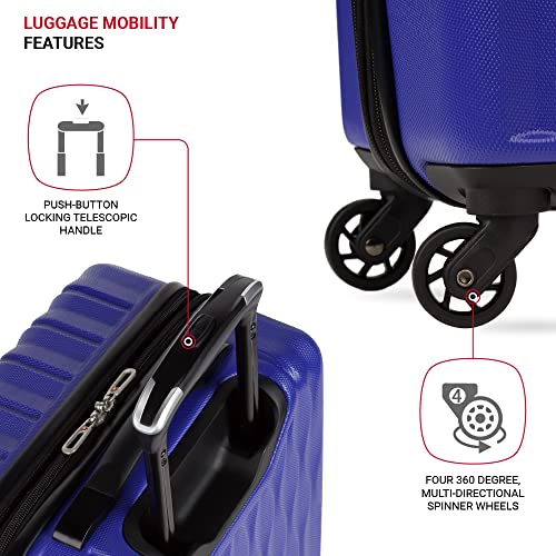 SWISSGEAR حقائب سفر سويس جير 8018 الصلبة القابلة للتوسيع مع عجلات دوارة، أزرق بنفسجي، حقيبة يد 20 بوصة - Image 2