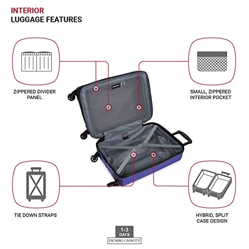 SWISSGEAR حقائب سفر سويس جير 8018 الصلبة القابلة للتوسيع مع عجلات دوارة، أزرق بنفسجي، حقيبة يد 20 بوصة - Image 4