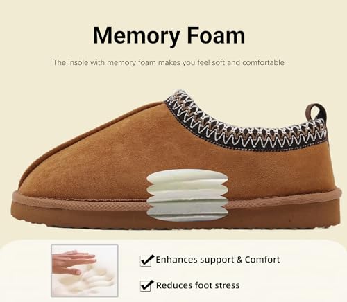 SMajong Women's Fuzzy Slippers Cozy Memory Foam House Shoes Winter Warm Loafer Slippers Indoor,Brown 7 US - Image 4
