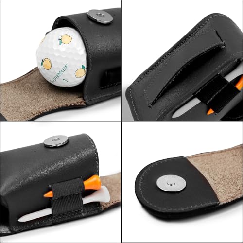Golfoy Leatherette Golf Balls and Tee Holder Pouch 4.0 (Black) - Image 2