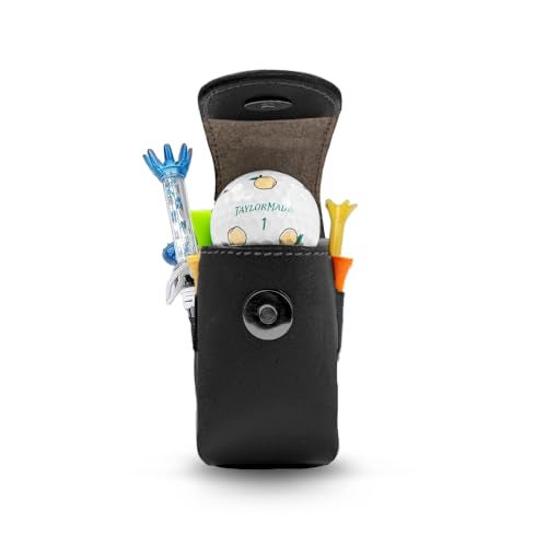 Golfoy Leatherette Golf Balls and Tee Holder Pouch 4.0 (Black) - Image 1