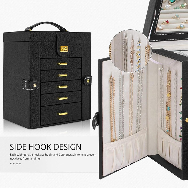 AKOZLIN Jewelry Box Organizer - Functional Leather Jewelry Storage Case with Mirror for Women and Girls - Image 4