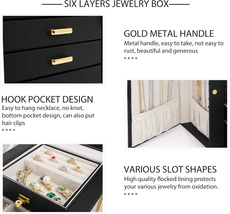 AKOZLIN Jewelry Box Organizer - Functional Leather Jewelry Storage Case with Mirror for Women and Girls - Image 5