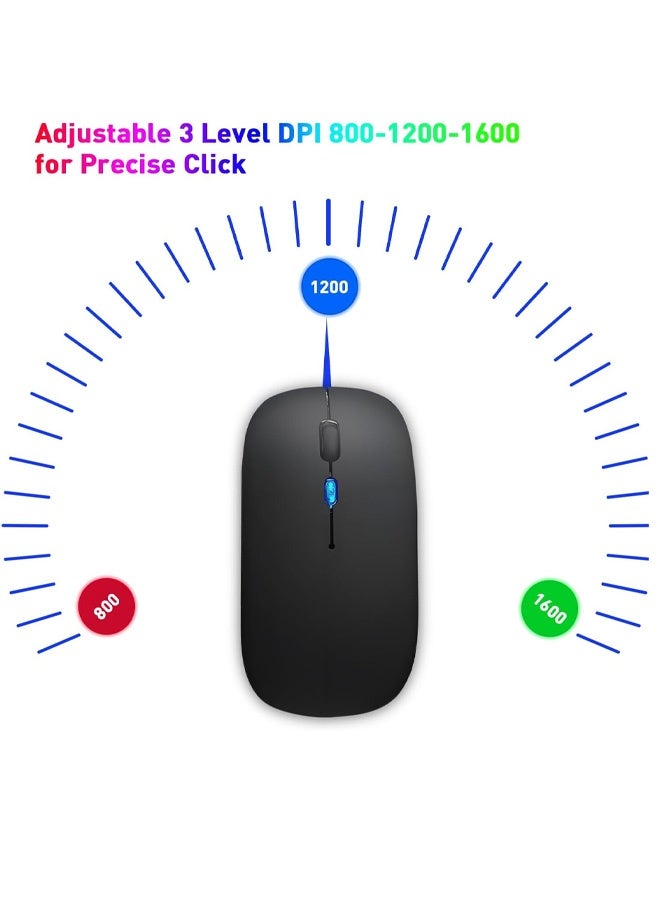 Wireless Bluetooth Mouse, Rechargeable  Bluetooth and 2.4G Wireless Mouse with RGB Light, Silent Mouses for Laptop/Desktop/Tablet-Black - Image 3