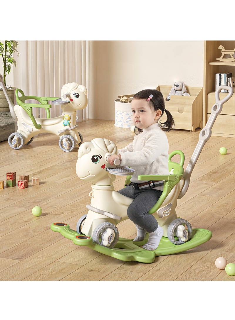 MissTiara Miss Tiara 3-in-1 Baby Rocking Horse & Balance Bike | Convertible Ride-On Toy for Toddlers 1-3 Years | with 4 Silent Wheels  | Full Accessories  | BPA-Free ( Green/Grey) - Image 3