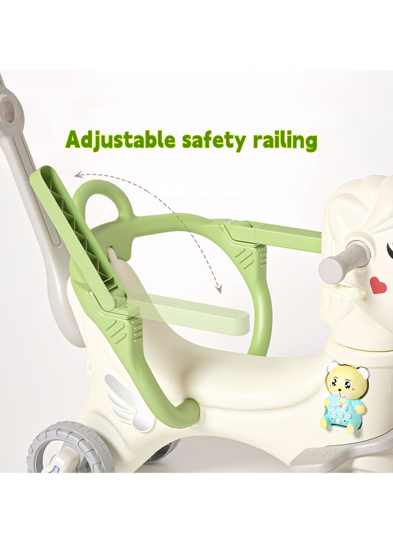 MissTiara Miss Tiara 3-in-1 Baby Rocking Horse & Balance Bike | Convertible Ride-On Toy for Toddlers 1-3 Years | with 4 Silent Wheels  | Full Accessories  | BPA-Free ( Green/Grey) - Image 4