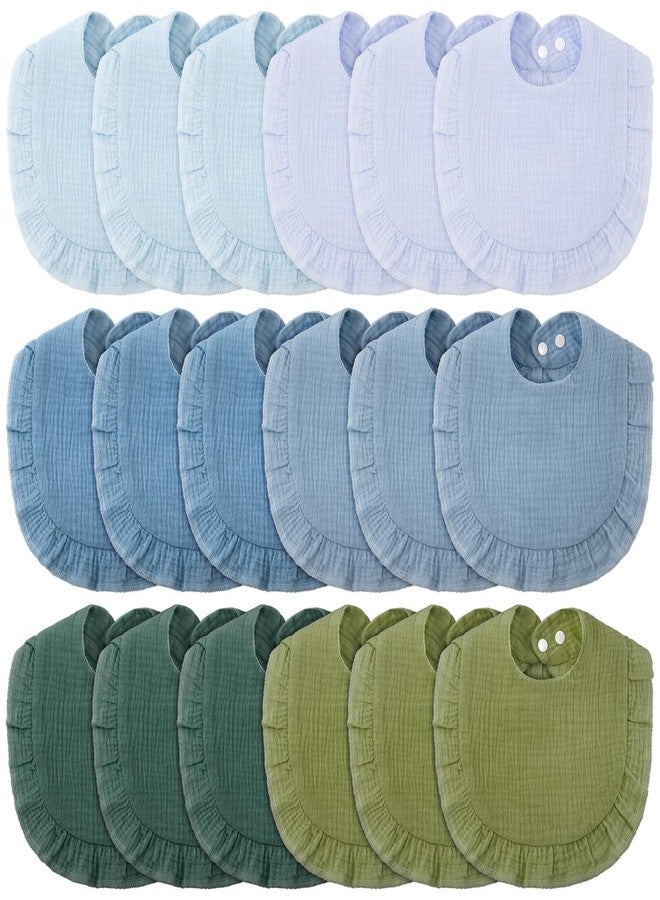 Kenning 18 Pcs Muslin Baby Bibs, Absorbent Drool Bibs with Ruffle Design, Neutral Unisex for Boys and Girls, Adjustable Snap for Teething Newborns - Image 1