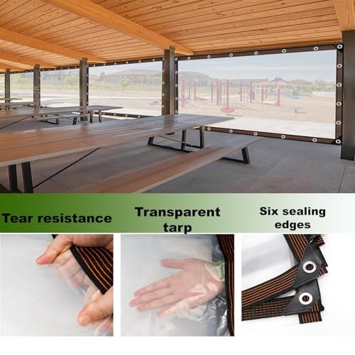 YLBFJXK 4.7Mil Clear Tarp Waterproof with Grommets,8x10ft Lightweight Transparent Vinyl Tarpaulin for Dustproof, Garden Fence, Plant Cover, Patio Chicken Coop - Image 4