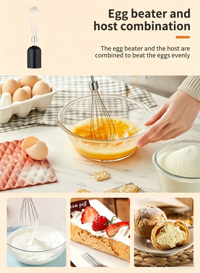 Hand Blender 4 In 1 Electric Immersion Mixer With Chopper Whisk Beaker Dual Speed Stainless Steel Blades For Baby Food Meat Grinding And Egg Whisking - Image 3