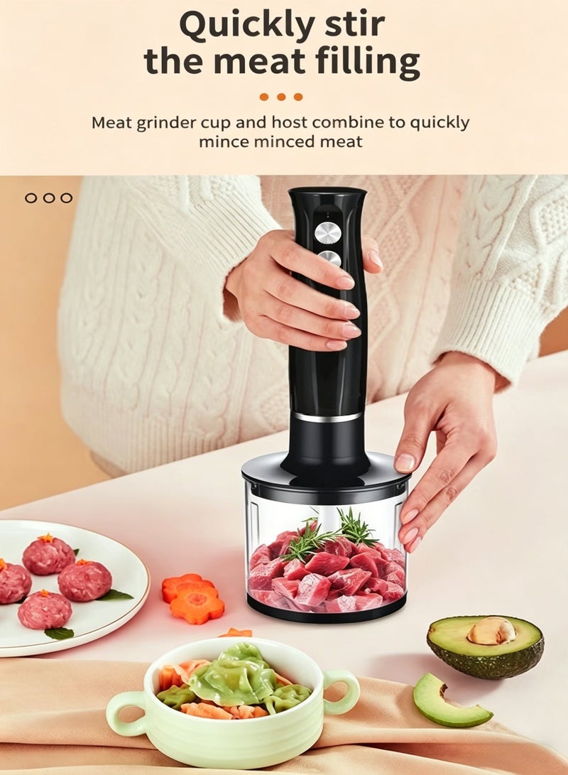 Hand Blender 4 In 1 Electric Immersion Mixer With Chopper Whisk Beaker Dual Speed Stainless Steel Blades For Baby Food Meat Grinding And Egg Whisking - Image 2