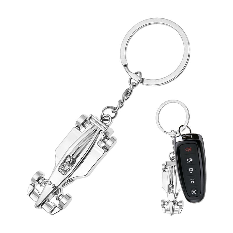 Sylvil Racing Car Model Keychain F1 Race Car Key Fob Holder Metal Model Key Chain Present Keyring Car Accessories