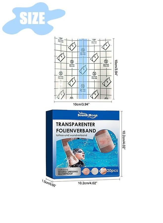 XiuWoo 20 Pcs Transparent Waterproof Patch, Stretch Adhesive Bandages, Tattoo Protective Transparent Film - Image 2