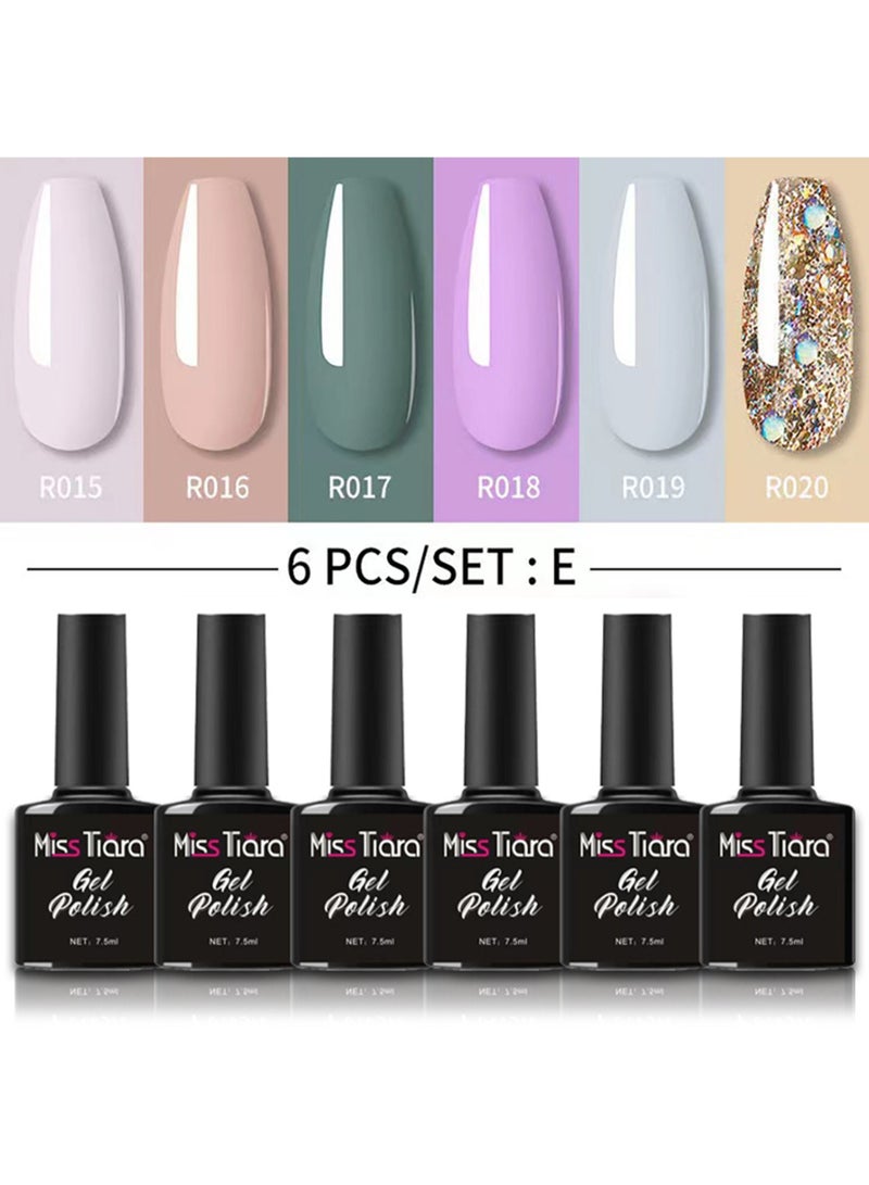 مس تيارا طلاء أظافر جل، غراء أظافر، مجموعة من 6 قطع من طلاء أظافر جل بالأشعة فوق البنفسجية وLED متعدد الألوان يدوم طويلاً لتزيين الأظافر في المنزل - Image 2