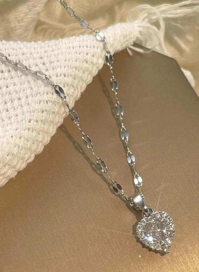 Take Two Take Two Silver Embellished Heart Pendant Necklace
