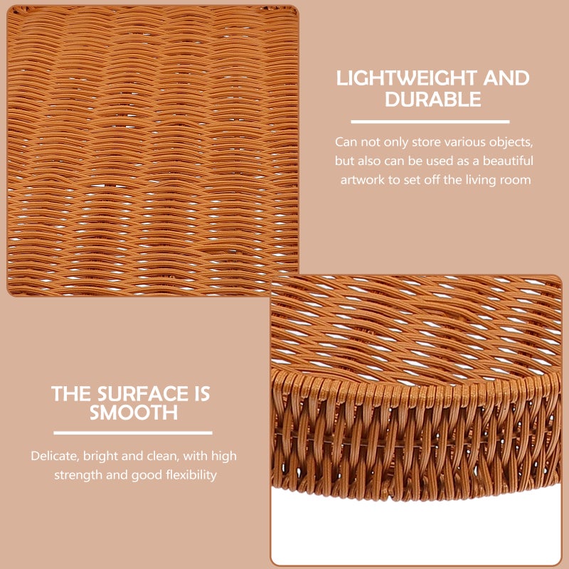 2pcs Divided Woven Basket Woven Dried Fruit Basket Fake Rattan Snack Basket - Image 4