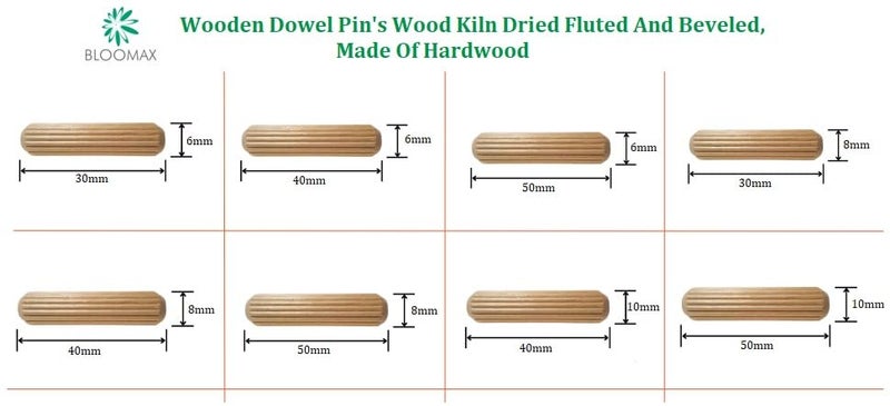 bloomax دبابيس دائرية خشبية لموصلات الأثاث، 6 مم × 40 مم، عبوة من 5000 قطعة - Image 1