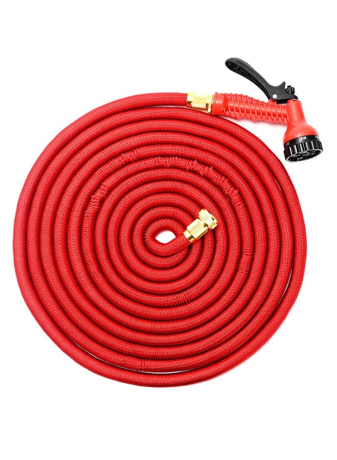 LAWAZIM Garden Hose - 75ft / 23m Red - Expandable Flexible Water Hose with 7 Function Spray Nozzle, Leak-Proof Fittings, and High Pressure - Ideal for Watering Plants, Car Washing, & Outdoor Cleaning - Image 1