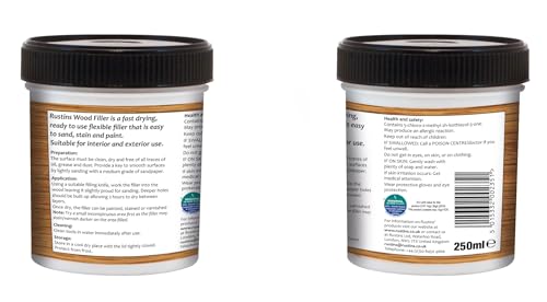 Rustins AWOOT250 Acrylic Wood Filler, Teak, 400g- Multi-Purpose Wood Repair Compound for Cracks, Gaps, & Surface Imperfections – Quick-Drying, Sandable, & Paintable for Interior & Exterior Use - Image 2