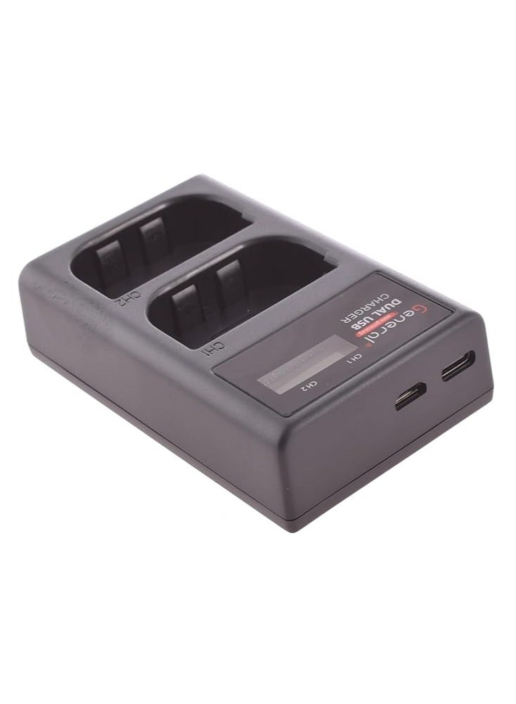 general General FW50 Camera Battery Dual USB Charger 8.4 Volt With USB Cable - Black - Image 1