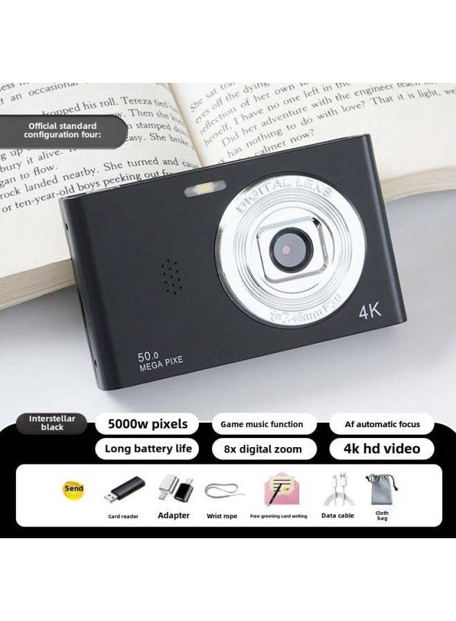 Ccd Digital Camera Hd Camera Student Small Hd Travel Entry Campus Retro Travel Card Machine-Body Color:Classic Black  - Bare Metal (cannot Take Pictures Without Memory Card) - Image 1
