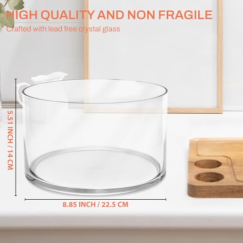 Prikoi 155oz Large Trifle Bowl with Lid, Modern Design Clear Glass for Salads, Dessert, Fruit, and Party Displays, 2025 Thickened Version - Image 3
