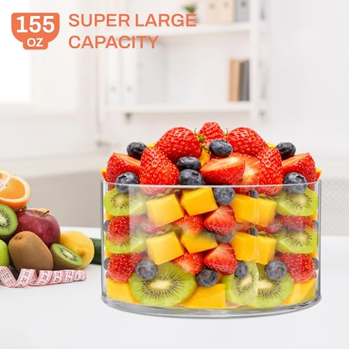 Prikoi 155oz Large Trifle Bowl with Lid, Modern Design Clear Glass for Salads, Dessert, Fruit, and Party Displays, 2025 Thickened Version - Image 2