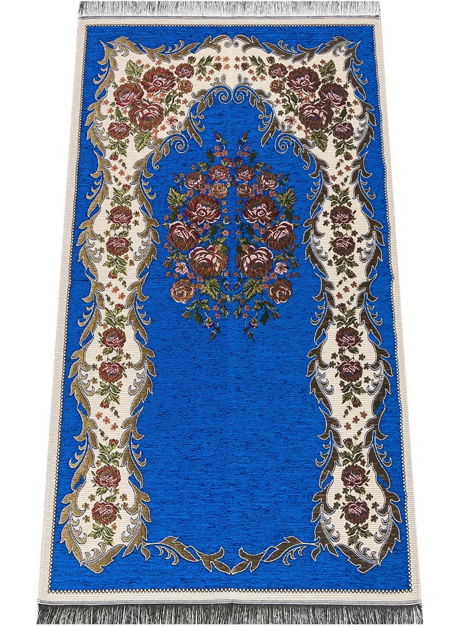İhvan Online Luxury Gülce Chenille Prayer Rug Blue