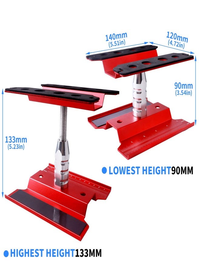 FriHobby RC Car Work Stand RC Tool Kit Repair Workstation Aluminum Alloy 360 Degree Rotate w/Screw Kit & Screw Tray, Wheel Wrench for 1/8 1/10 1/12 1/16 Scale Models Cars Trucks (Red) - Image 4