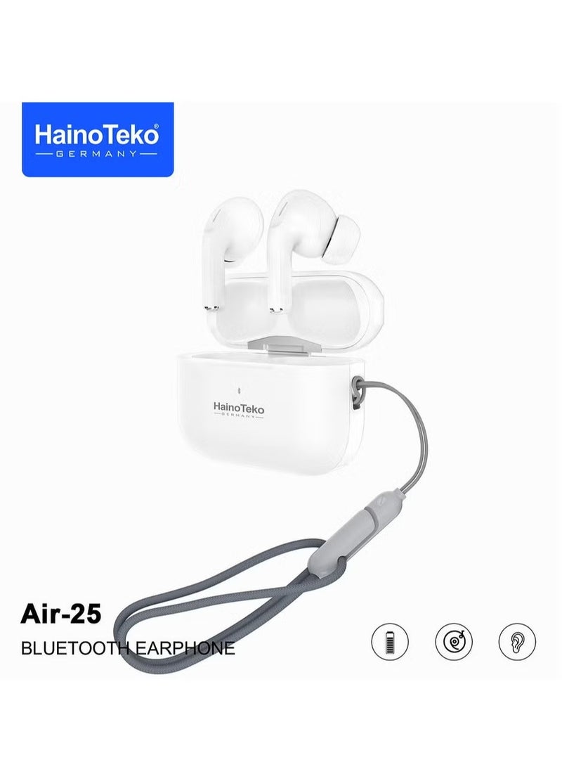 Haino Teko Air 25 True Wireless Bluetooth Earphones – Bass Rich Sound, Super Clear Microphone, Comfortable Fit, Noise Isolation, Long Battery Life – Perfect for Music, Calls, Gaming, and Sports – Compatible with iPhone, Android, PC, and Tablets - Image 2