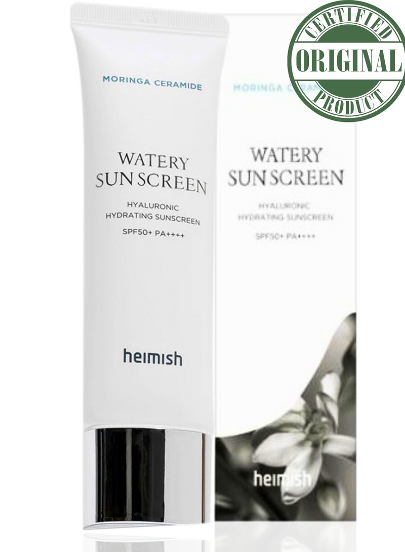 Heimish Moringa Ceramide Hyaluronic Hydrating Watery Sunscreen SPF50+ PA++++ - prevents tightness, irritation, and dull texture - Image 1