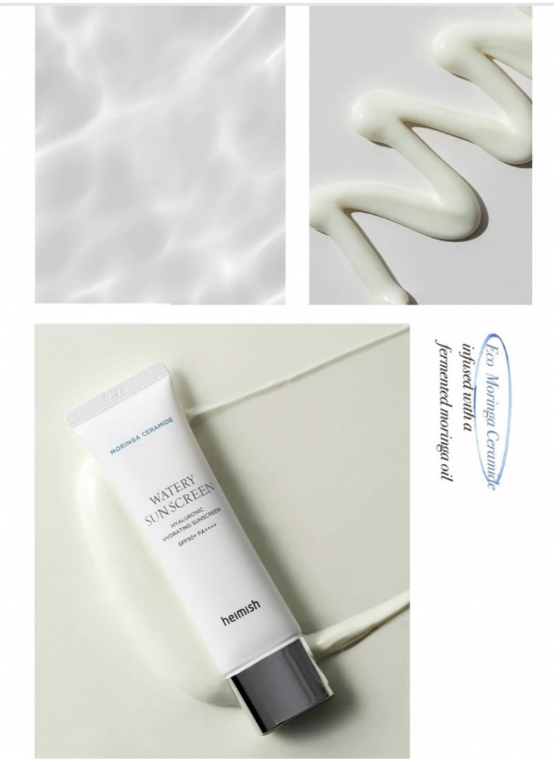 Heimish - Moringa Ceramide Hyaluronic Hydrating Watery Sunscreen 50ml - Lightweight SPF Protection with Ceramides and Hyaluronic Acid - Image 1