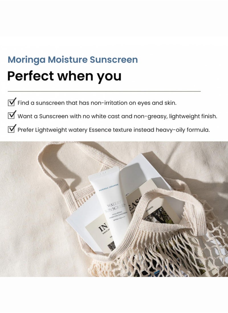 Heimish - Moringa Ceramide Hyaluronic Hydrating Watery Sunscreen 50ml - Lightweight SPF Protection with Ceramides and Hyaluronic Acid - Image 1