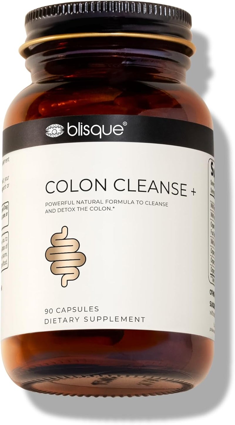 Blisque  Natural Colon Cleanse Supplement for Detox Constipation Relief Stool Softener and Digestive Health  with Aged Cascara Sagrada Bark  90 Capsules  Vegan and NonGMO - Image 1