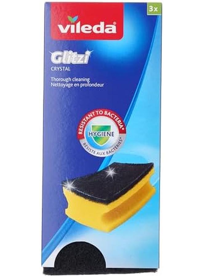 فيليدا اسفنجة غسيل الأطباق جليتزي 3 قطع إسفنجة عالية الرغوة للأوساخ الصعبة للأطباق ذات الجانب الكاشطة تزيل الأوساخ المجففة العنيدة ولها تأثير مضاد للبكتيريا. - Image 2