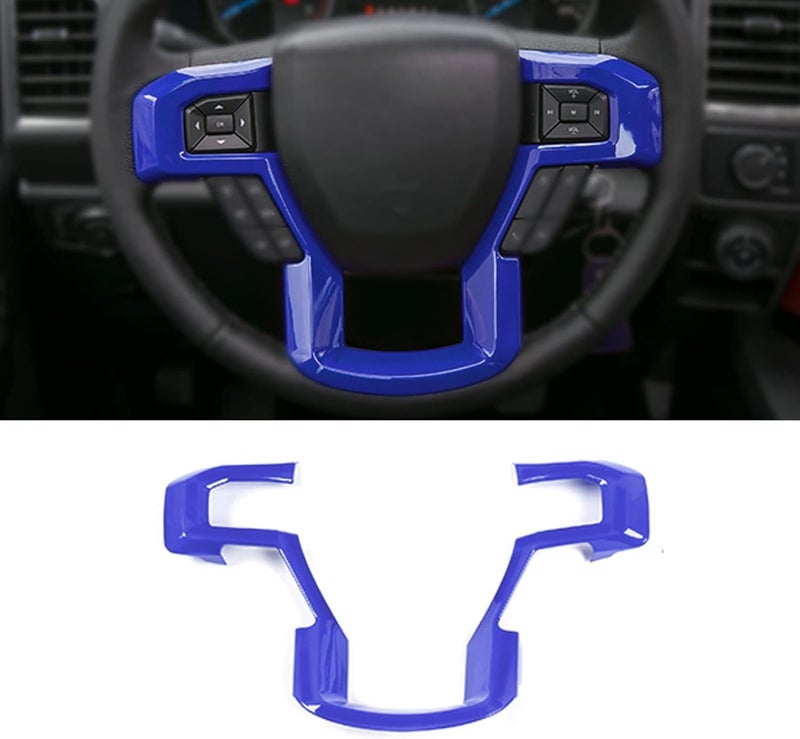 Keptrim for F-150 ABS Blue Steering Wheel Cover Trim for 2015-2020 Ford F150, for 2017-2022 F250 F350, for 2018-2021 Ford Expedition - Image 1