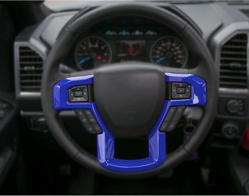 Keptrim for F-150 ABS Blue Steering Wheel Cover Trim for 2015-2020 Ford F150, for 2017-2022 F250 F350, for 2018-2021 Ford Expedition - Image 2