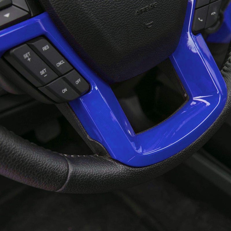 Keptrim for F-150 ABS Blue Steering Wheel Cover Trim for 2015-2020 Ford F150, for 2017-2022 F250 F350, for 2018-2021 Ford Expedition - Image 3