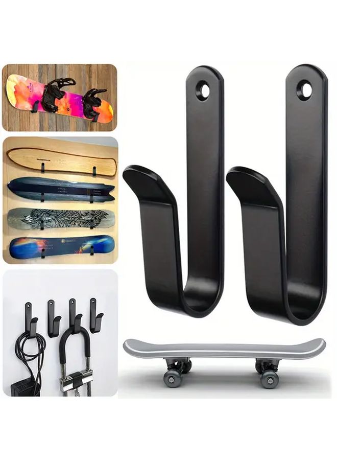 Stainless Steel Ski Snowboard Wall Mount Black 4 Pack - Image 1