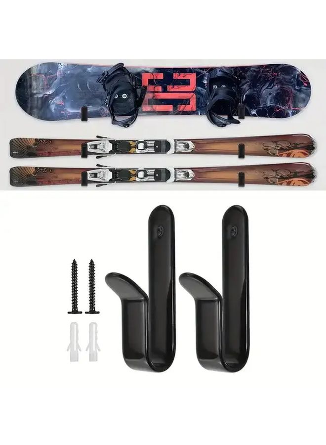 Stainless Steel Ski Snowboard Wall Mount Black 4 Pack - Image 3