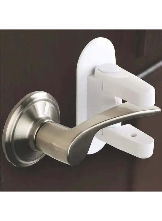 White No Drill Door Lock Self Adhesive Handle Lock With Key Easy Installation - Image 2