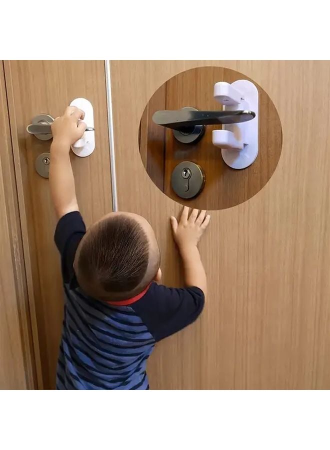 White No Drill Door Lock Self Adhesive Handle Lock With Key Easy Installation - Image 5