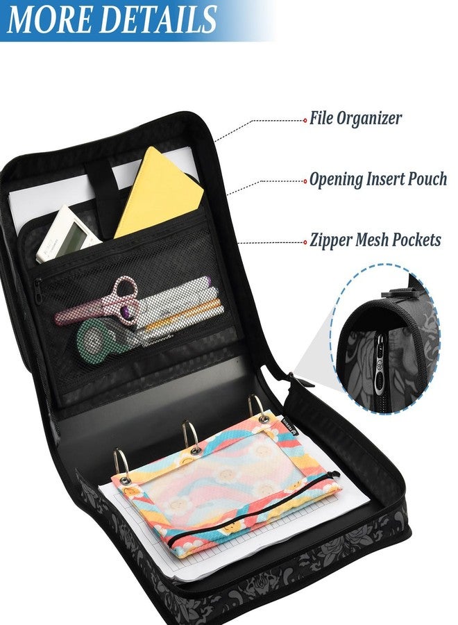 XUWU Gothic Skull Binder Bag 3 Ring Zipper with Handle Shoulder Strap for School Work Office Organizer Storage Case - Image 3